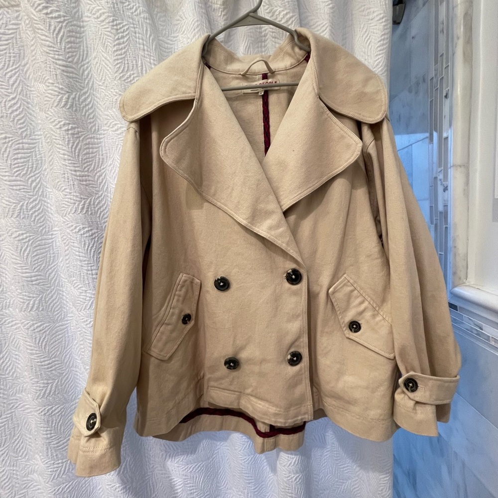 Free People oversized crop  Double-Breasted trench